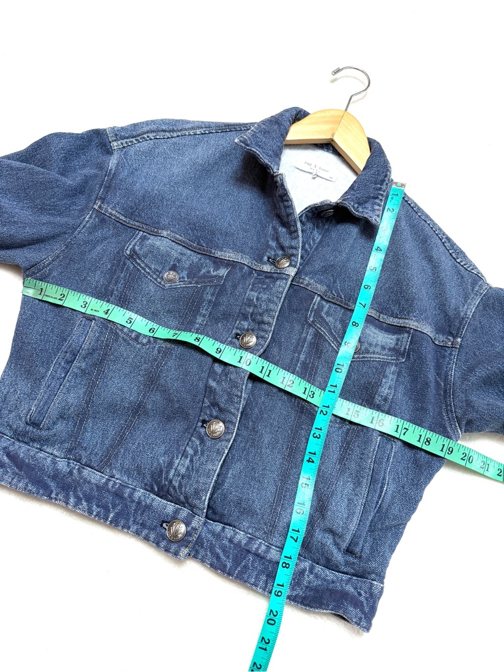 Rag and Bone sz S Miramar Denim Trucker Jacket Cotton Terry Print in Almeda - Picture 6 of 7